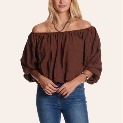 Rockin' C Women's Chocolate Off The Shoulder Top In Brown