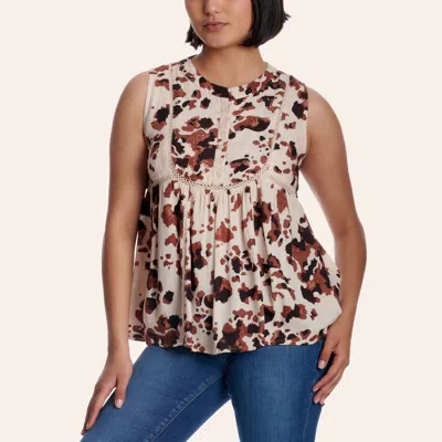 Rockin' C Women's Cow Print Babydoll Tank Top In Multi