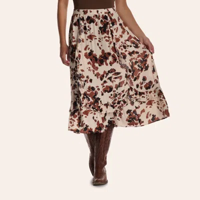 Rockin' C Women's Cow Print Midi Skirt In Brown