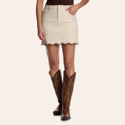 Rockin' C Women's Cream Embroidered Hem Jean Skirt In White