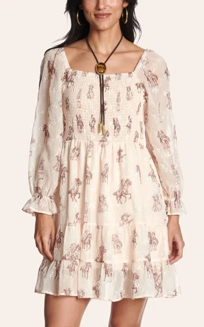 Rockin' C Women's Cream Eyelet Western Print Dress In White