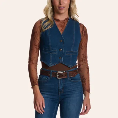 Rockin' C Women's Dark Wash Denim Vest In Blue