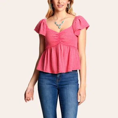 Rockin' C Women's Durbarry Ruffle Sleeve Top In Pink