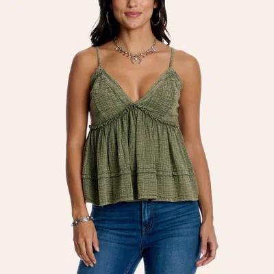 Rockin' C Women's Green Tiered Babydoll Tank Top In Medium Green