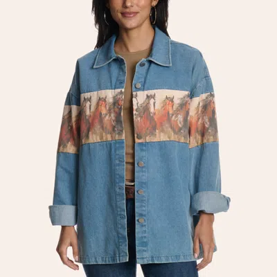 Rockin' C Women's Horse Graphic Denim Shirt Jacket In Multi