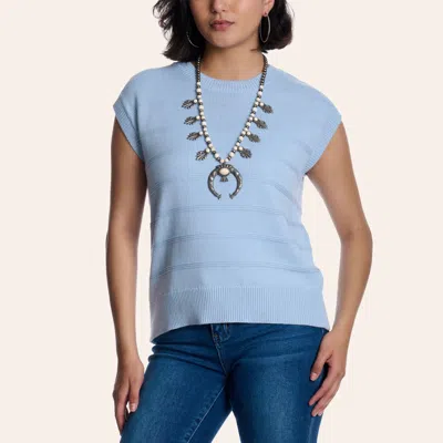 Rockin' C Women's Ice Blue Stripe Knit Sweater Vest