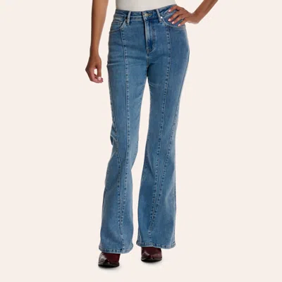 Rockin' C Women's Light Wash Seamed 33" Flare Jeans In Lt Stonewash