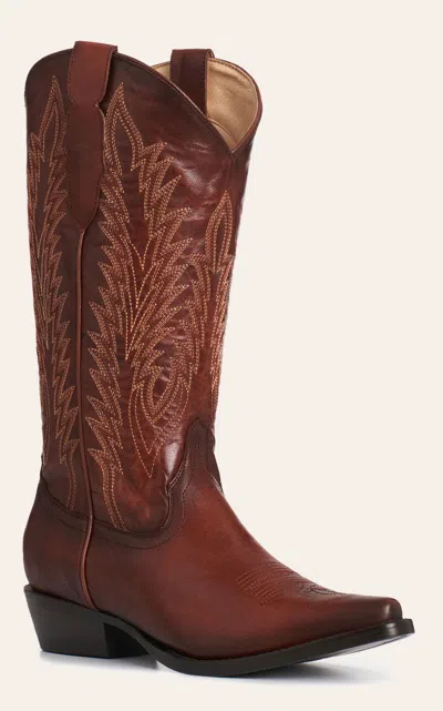 Rockin' C Women's Mahogany Embroidered Snip Toe Cowboy Boots In Brown