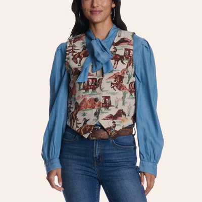 Rockin' C Women's Multicolor Western Print Tapestry Vest