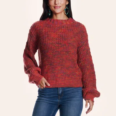 Rockin' C Women's Multicolor Yarn Knit Sweater In Red