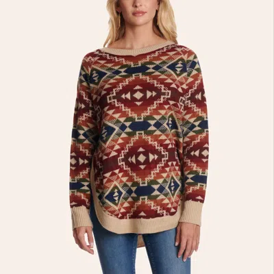 Rockin' C Women's Multicolored Aztec Print Sweater