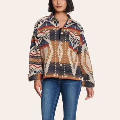 Rockin' C Women's Oats Navy & Rust Aztec Shirt Jacket In Multi