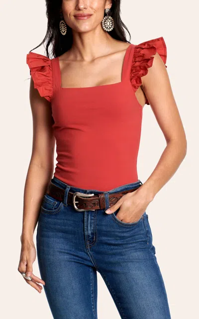 Rockin' C Women's Red Clay Flutter Tank Bodysuit