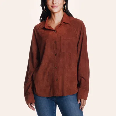 Rockin' C Women's Rust Faux Suede Long Sleeve Shirt In Brown