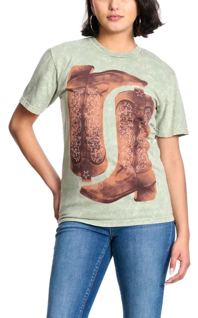 Rockin' C Women's Sage & Cinnamon Boots T-shirt In Green