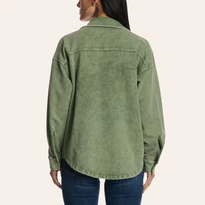 Rockin' C Women's Sage Green Cowboy Embossed Shirt Jacket