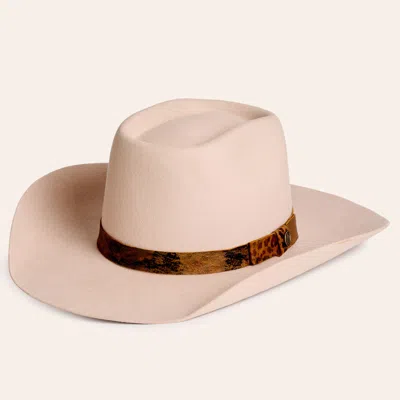 Rockin' C Women's Silver Belly Brick Creased Textured Leather Band Felt Cowboy Hat In Neutral