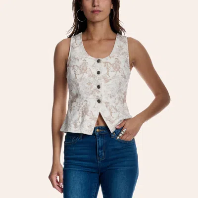 Rockin' C Women's White & Coffee Western Print Top