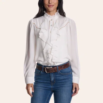 Rockin' C Women's White Ruffle Western Top