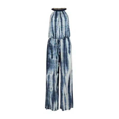 Rocking Gypsy Women's Hermosa Wide Leg Tie Dye Jumpsuit - Ocean Blue