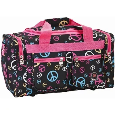 Rockland Freestyle 19" Peace Sign Print Duffel Bag In Black