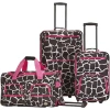Rockland Spectra Pink Animal Print 3-pc. Softside Luggage Set In Brown