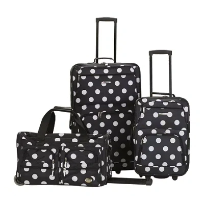 Rockland Spectra Polka Dot 3-pc. Softside Luggage Set In Black