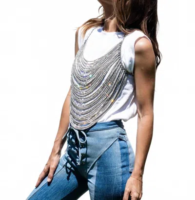 Rocknot Mia Chain Top In Crystal In Animal Print