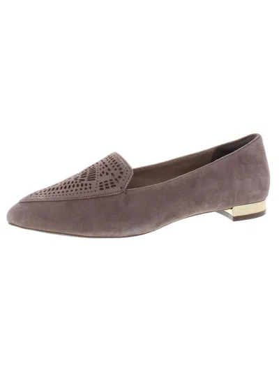 Rockport Adelyn Womens Suede Laser Cut Loafers In Grey