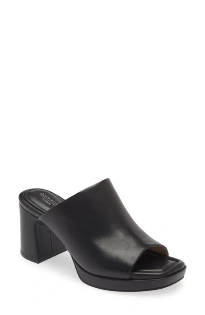 Rockport Aurielia Block Heel Slide Sandal In Black Leather