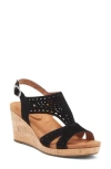 Rockport Belis Laser-cut Platform Wedge Sandal In Black