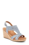 Rockport Belis Laser-cut Platform Wedge Sandal In Medium Blue