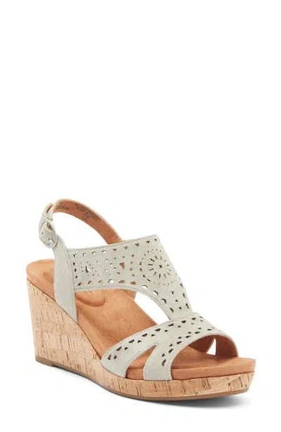 Rockport Belis Laser-cut Platform Wedge Sandal In Medium Green