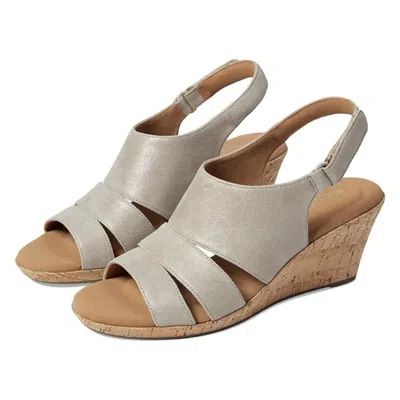 Rockport Briah Cj4799 Sandals Women's Taupe Metallic Wedge Heel Rhs8710 In Gray