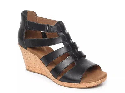 Rockport Briah Gladiator Wedge Sandal In Black