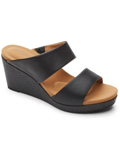 Rockport Briah Ii Slide Womens Wedge Open Toe Wedge Sandals In Black