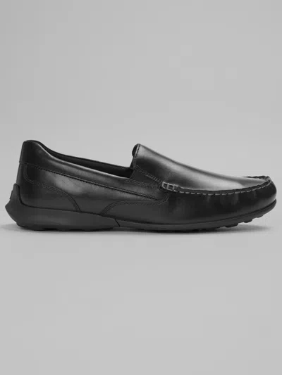 Rockport Dudley Leather Moc Toe Casual Loafers In Black
