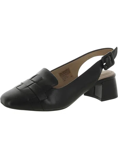 Rockport Esma Womens Leather Woven Loafer Heels In Black