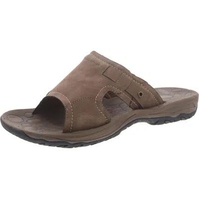 Rockport Hayes Mens Faux Leather Slip On Slide Sandals In Gray