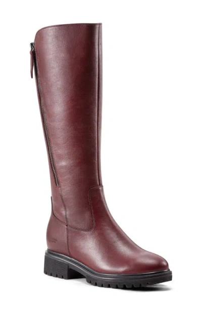 Rockport Ivette Waterproof Knee High Boot In Dark Red Leather