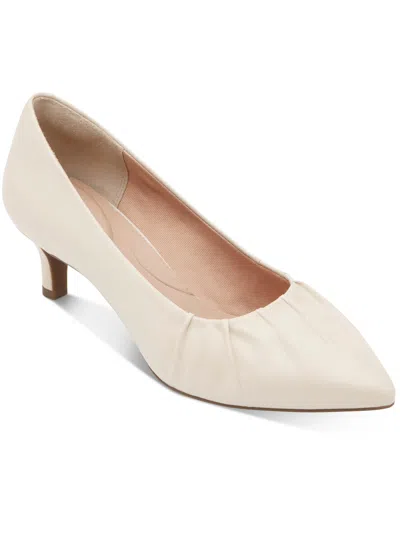 Rockport Kalila Gather Womens Leather Pointed Toe Kitten Heels In White