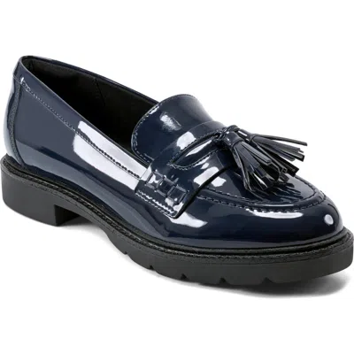 Rockport Kiara Tassel Loafer In Dark Blue Patent