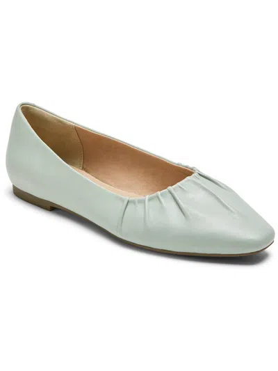 Rockport Laylani Gather Womens Leather Slip-on Ballet Flats In Green