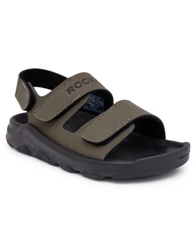 Rockport Kids' Little And Big Boys Quillen Open Toe Flat Sandals In Olive,black