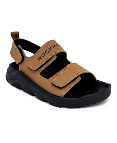 Rockport Kids' Little And Big Boys Rk Quillen Flat Sandal In Brown,black