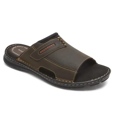 ROCKPORT MEN'S DARWYN 2 SLIDE IN BROWN II LEATHER