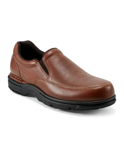 Rockport Men's Eureka Slip-on Casual Shoes In Medium Brown Leather