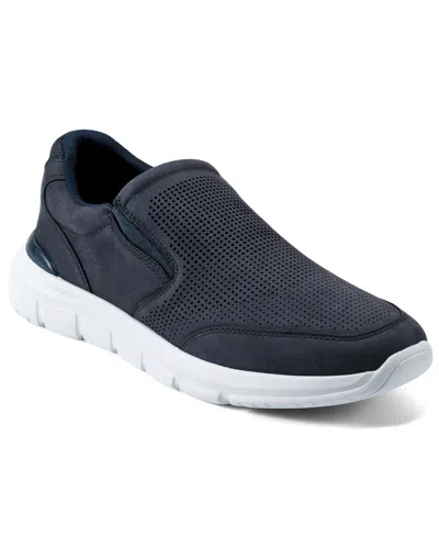 Rockport Men's Jaimin Round Toe Slip-on Casual Sneakers In Dark Blue Leather