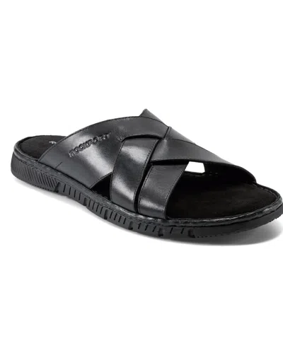 Rockport Men's Jaya Slip-on Casual Flat Sandals In Black Leather