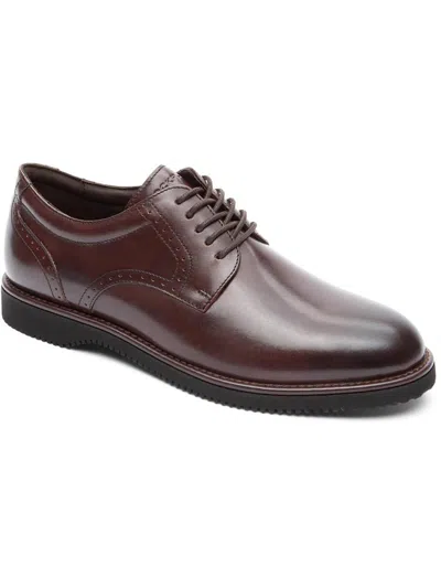 Rockport Plain Toe Mens Leather Lace-up Oxfords In Brown